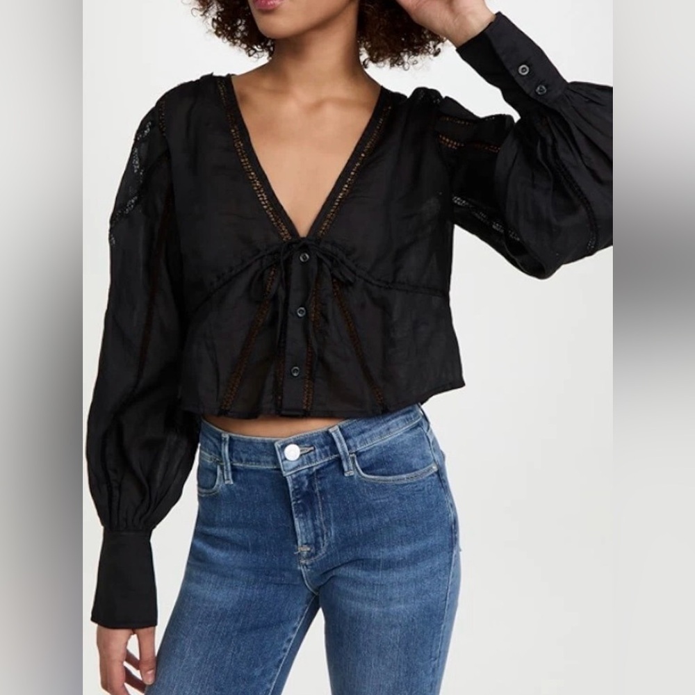 FRAME Inset Lace Empire Blouse